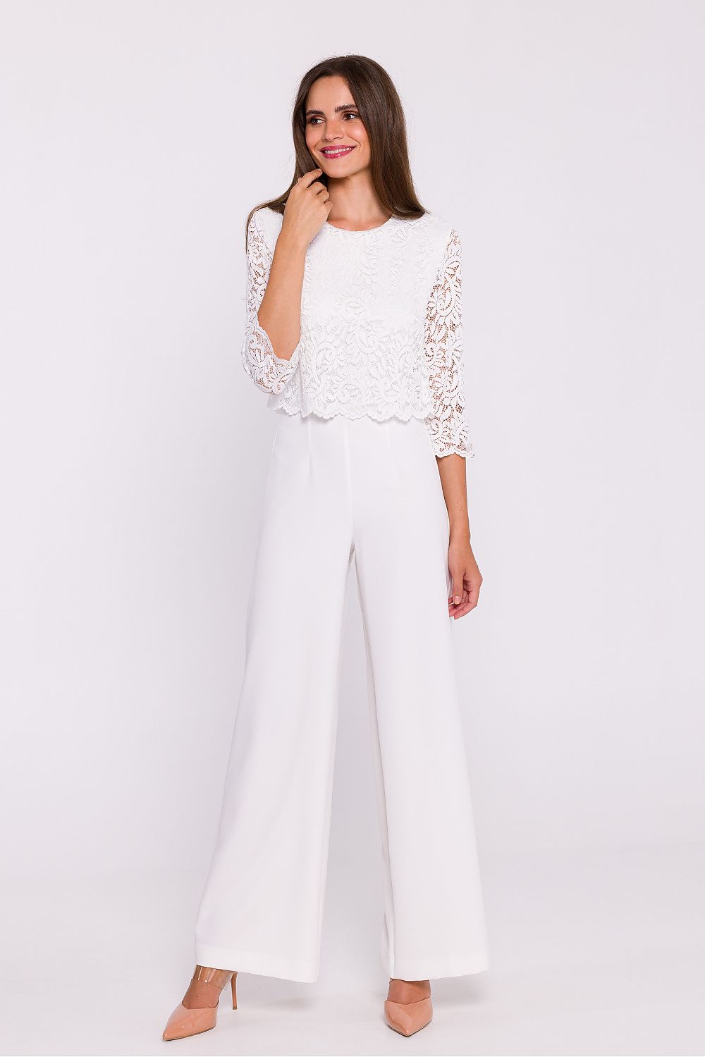 Lace Jumpsuit with Wide Legs - Michelle & Kenza Co.