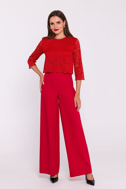 Lace Jumpsuit with Wide Legs - Michelle & Kenza Co.