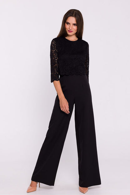 Lace Jumpsuit with Wide Legs - Michelle & Kenza Co.