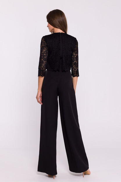 Lace Jumpsuit with Wide Legs - Michelle & Kenza Co.