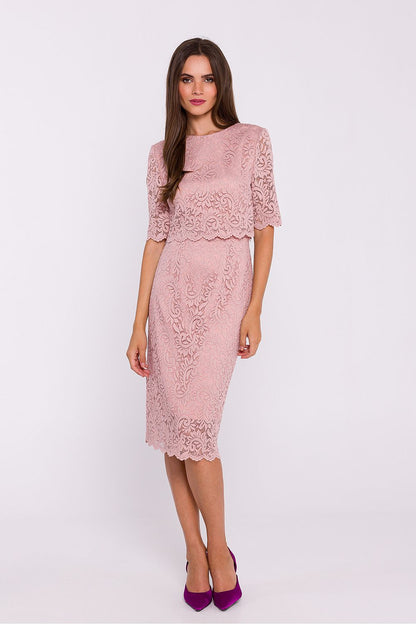 Lace Evening Dress with Elegant Pencil Cut - Michelle & Kenza Co.