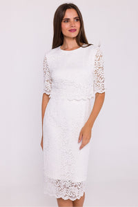 Lace Evening Dress with Elegant Pencil Cut - Michelle & Kenza Co.