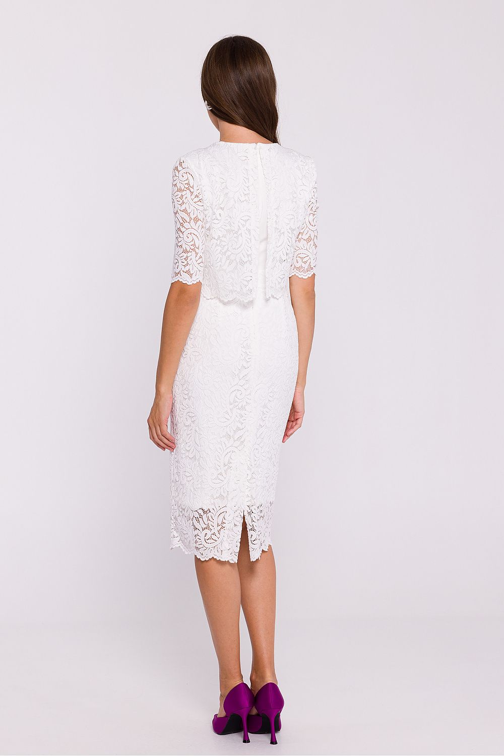 Lace Evening Dress with Elegant Pencil Cut - Michelle & Kenza Co.