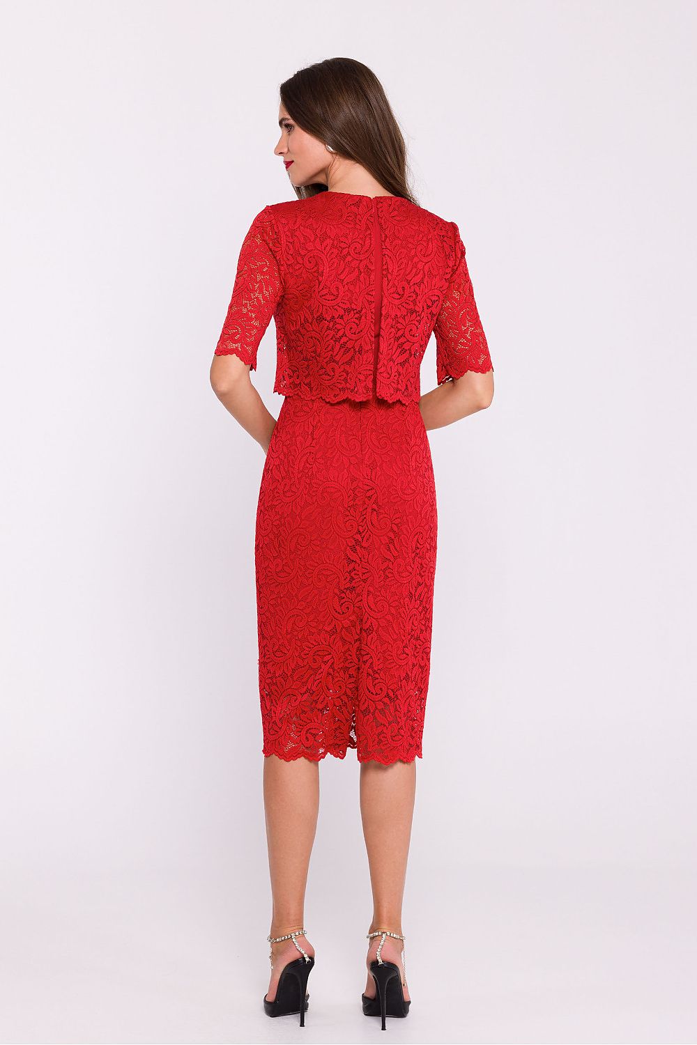 Lace Evening Dress with Elegant Pencil Cut - Michelle & Kenza Co.