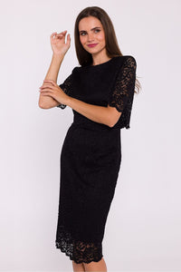 Lace Evening Dress with Elegant Pencil Cut - Michelle & Kenza Co.