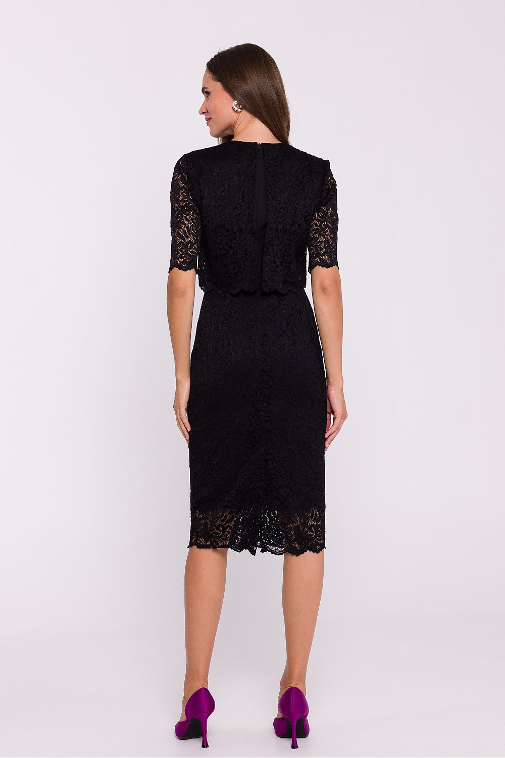 Elegant Evening Dress - Lace Overlay