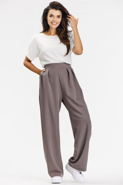 Taupe Wide-Leg Trousers for Comfort