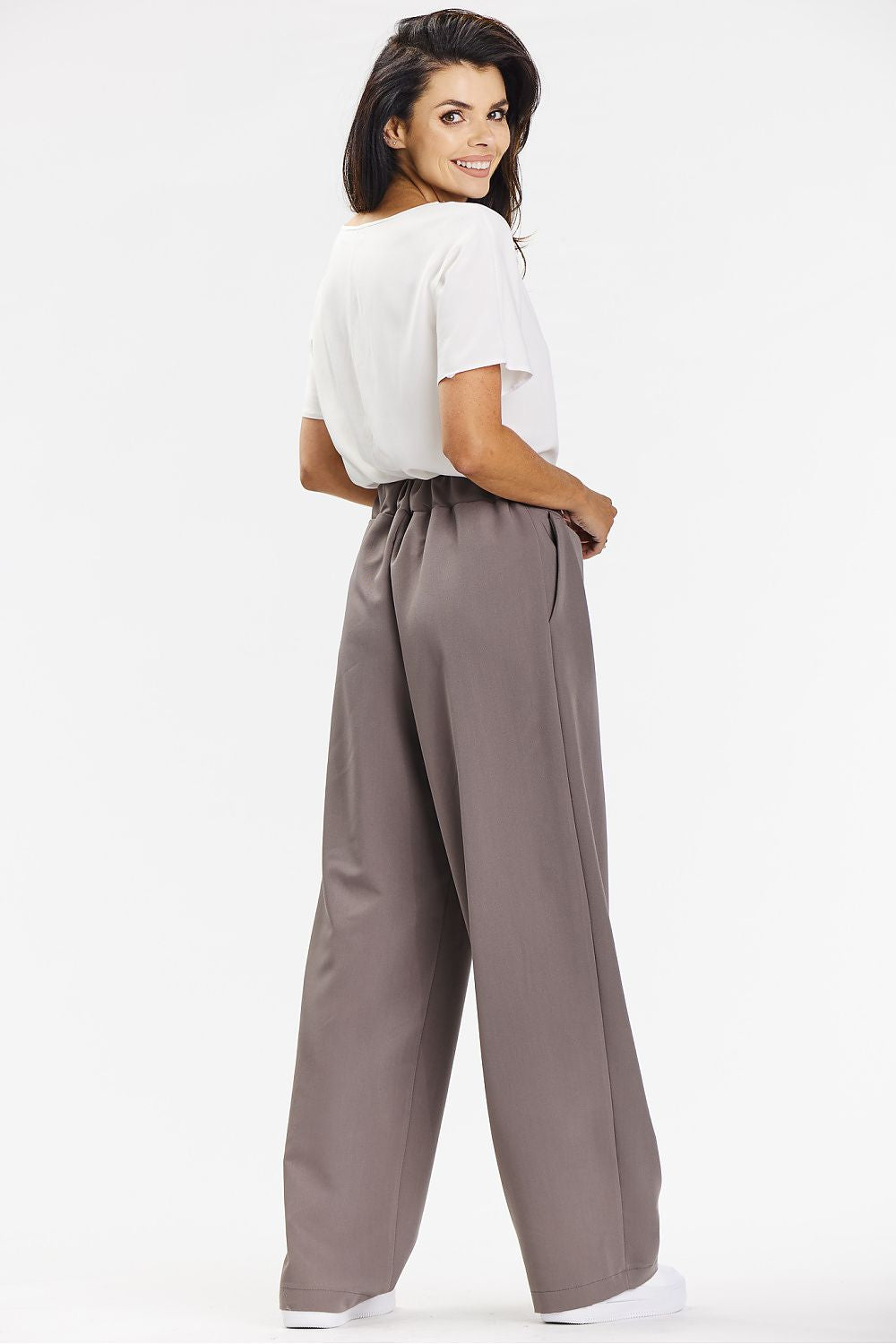 Taupe Wide-Leg Trousers for Comfort