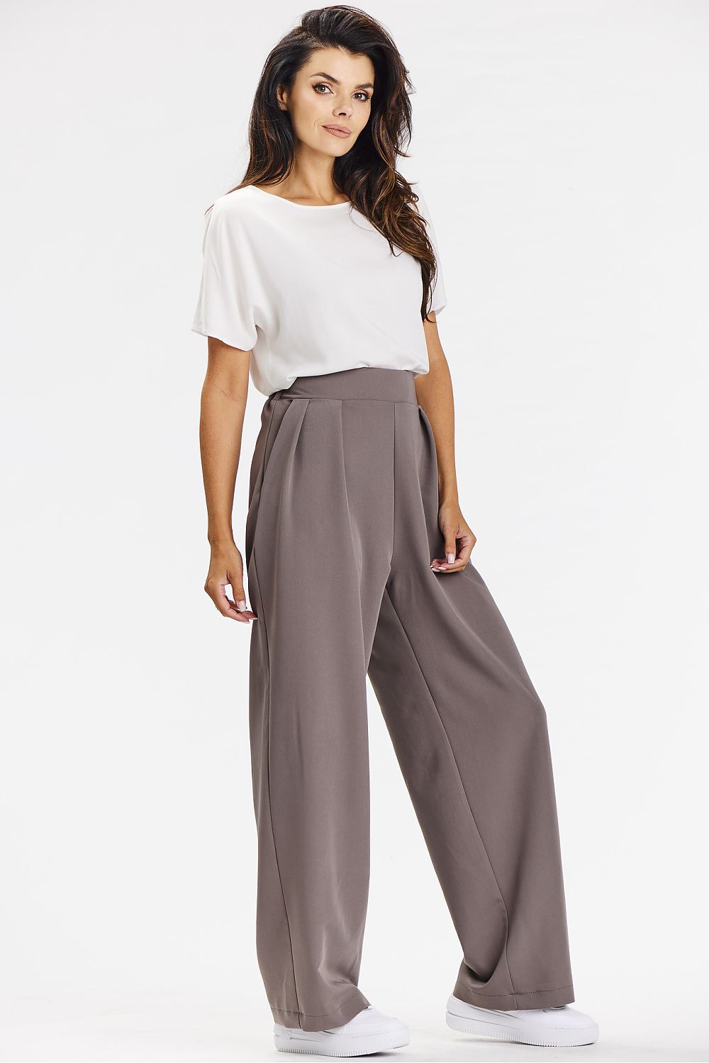 Taupe Wide-Leg Trousers for Comfort