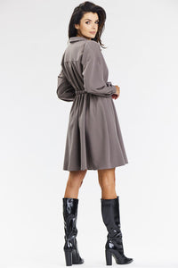 Elegant Shirt Dress - Flared Hem