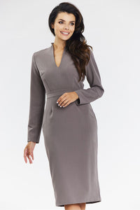 Viscose Midi Dress with V Neckline - Michelle & Kenza Co.