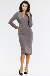 Viscose Midi Dress with V Neckline - Michelle & Kenza Co.