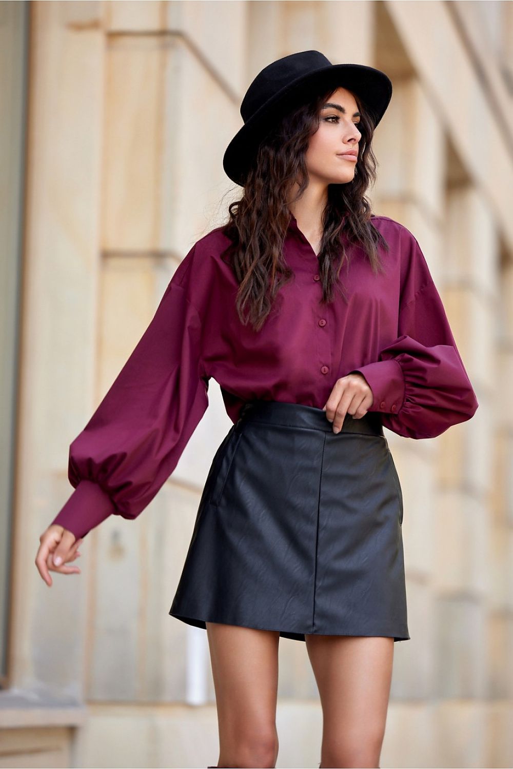 Trapeze Leather Mini Skirt