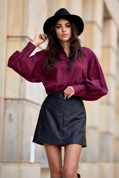 Trapeze Leather Mini Skirt