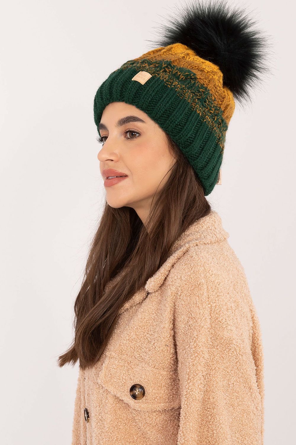 Plaid Pom-Pom Beanie