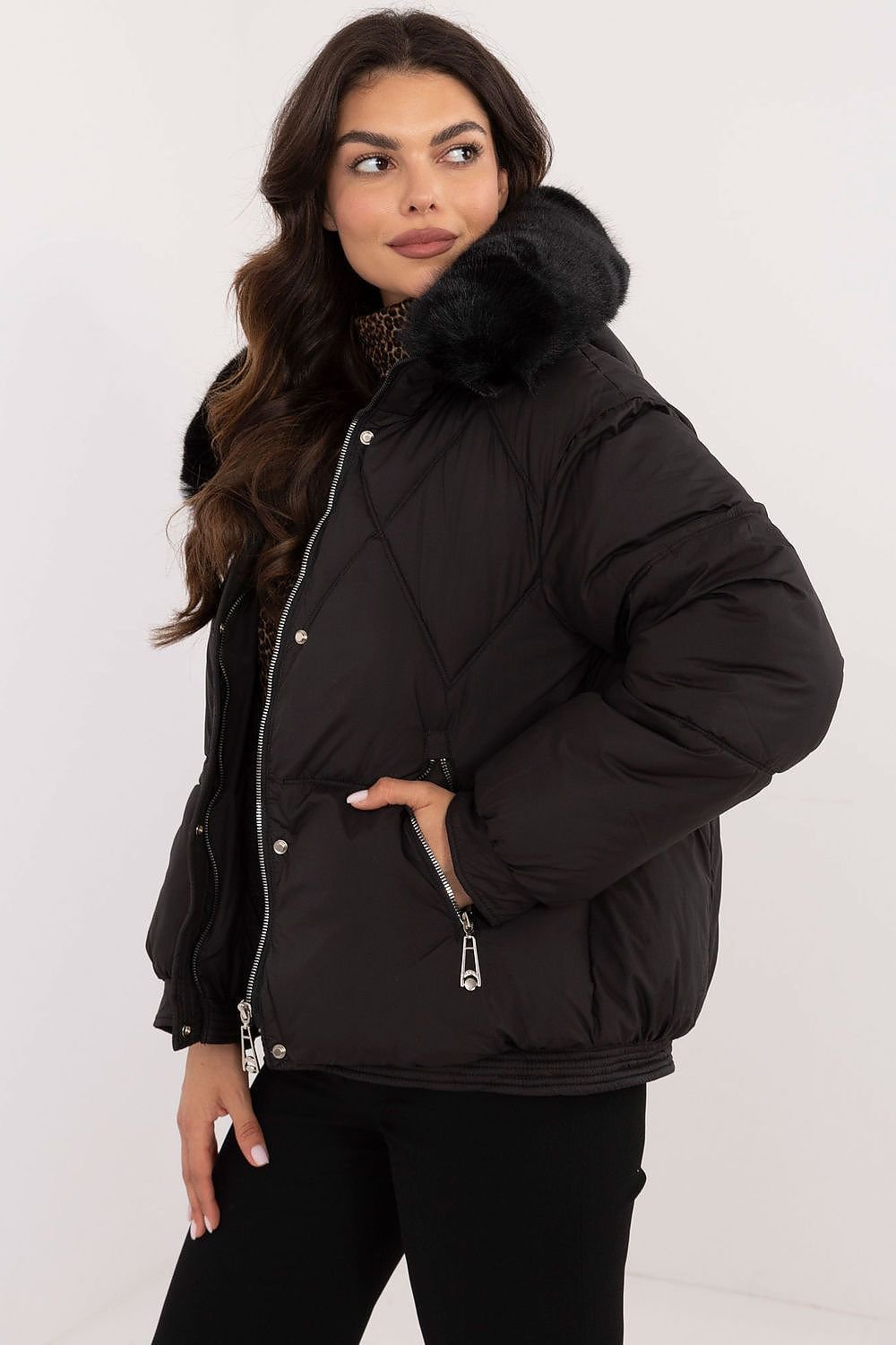 Casual Winter Jacket with Fur-Trimmed Hood - Michelle & Kenza Co.