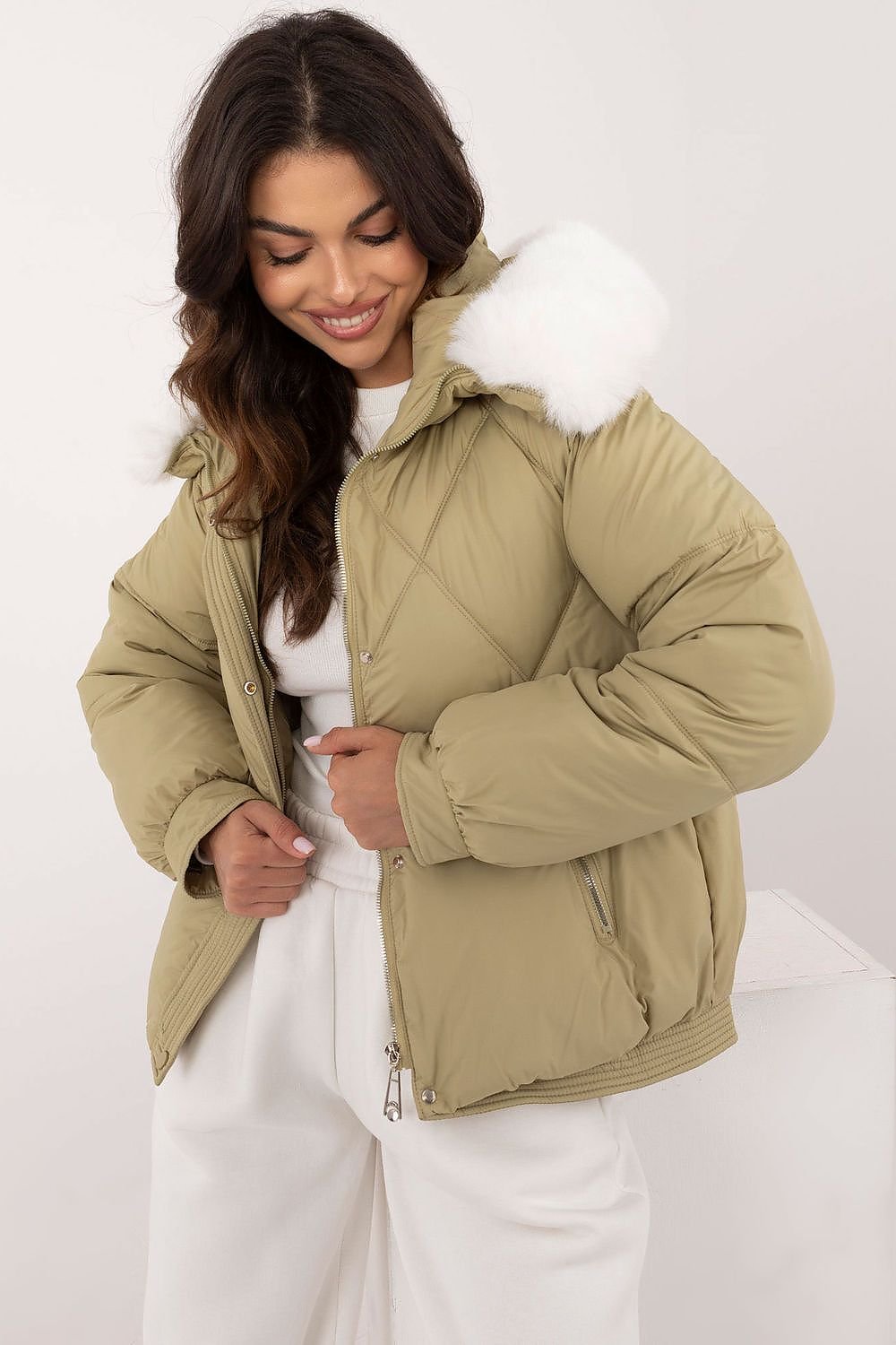 Casual Winter Jacket with Fur-Trimmed Hood - Michelle & Kenza Co.