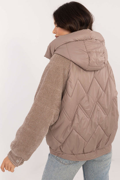 Corduroy Sleeve Jacket with Hood and Zipper Pockets - Michelle & Kenza Co.