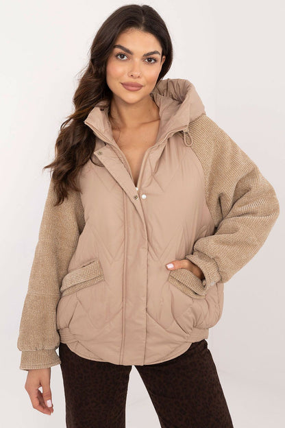 Corduroy Sleeve Jacket with Hood and Zipper Pockets - Michelle & Kenza Co.