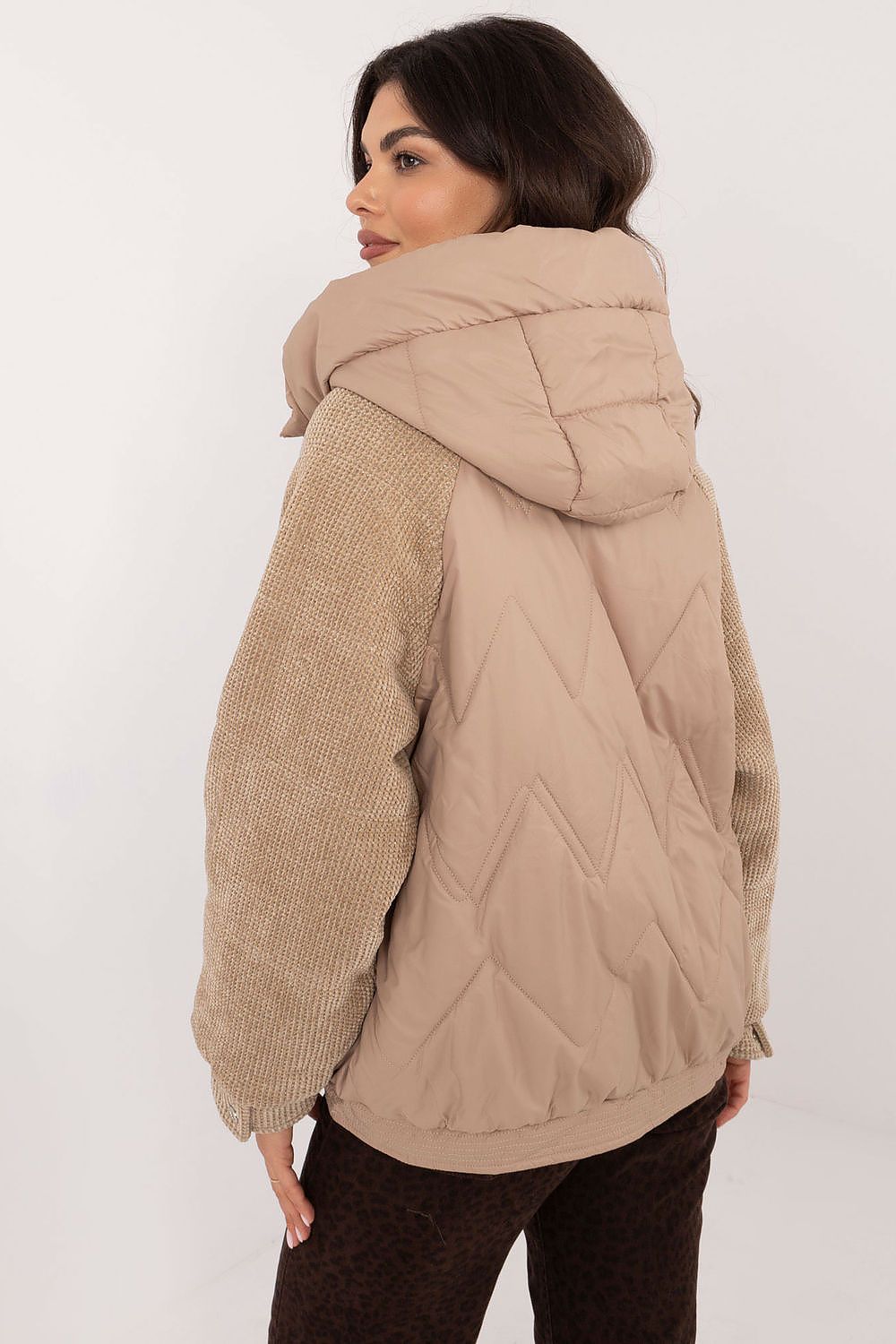 Corduroy Sleeve Jacket with Hood and Zipper Pockets - Michelle & Kenza Co.