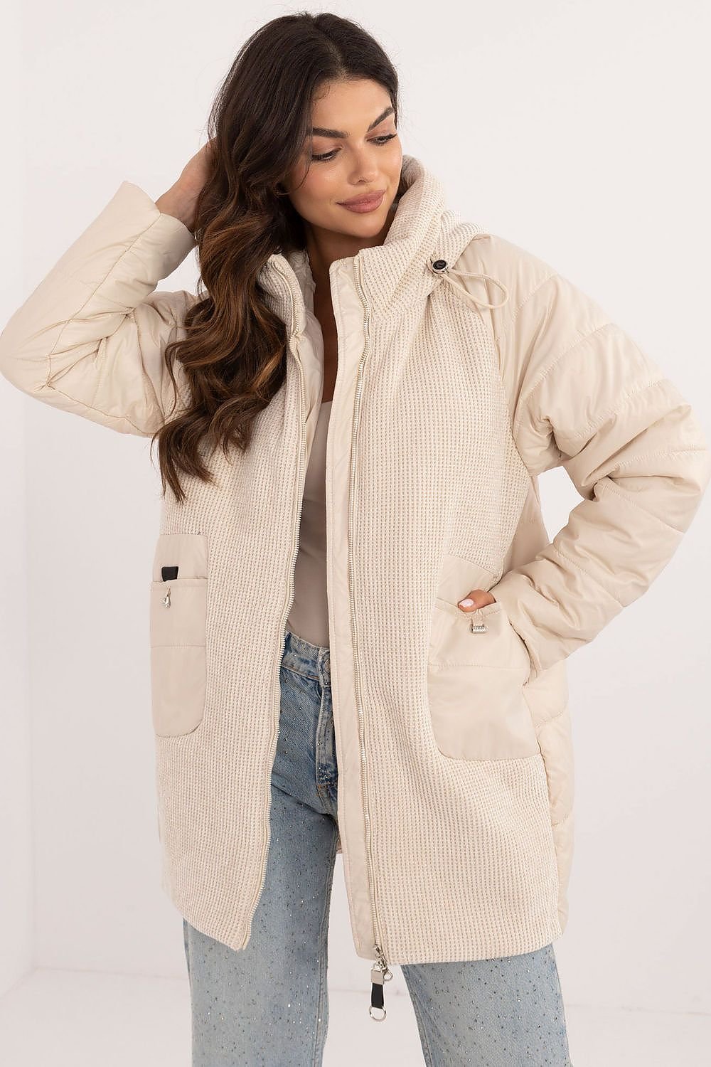 Corduroy Jacket with Quilted Design and Hood - Michelle & Kenza Co.