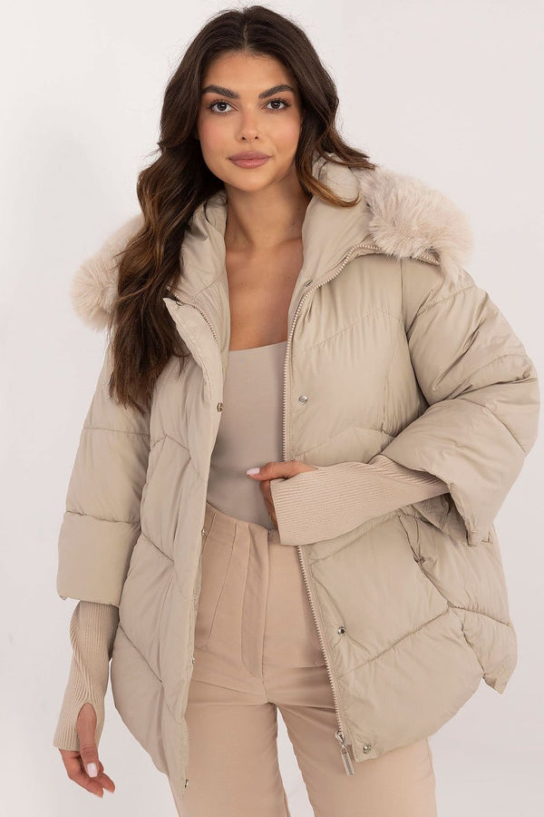 Quilted Jacket with Detachable Fur Trim - Michelle & Kenza Co.