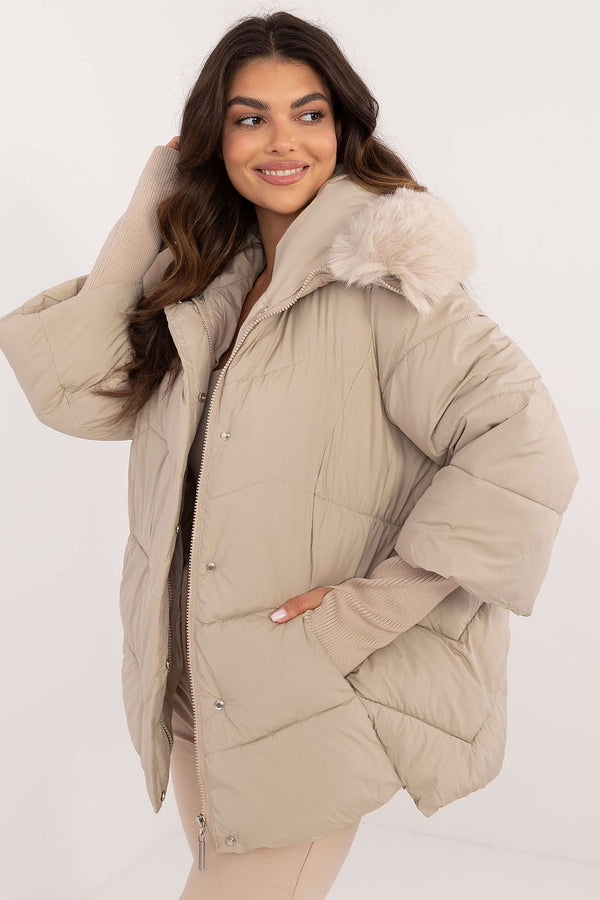 Quilted Jacket with Detachable Fur Trim - Michelle & Kenza Co.