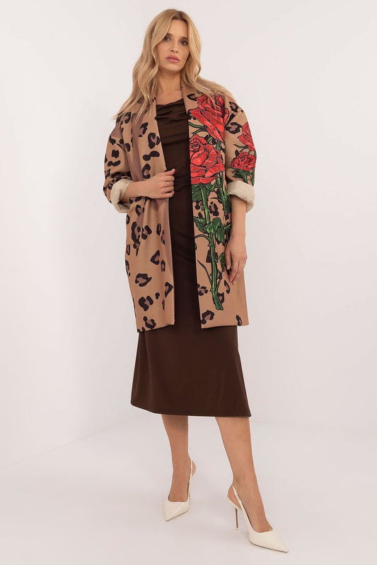 Elegant Rose Print Coat