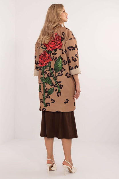 Elegant Rose Print Coat