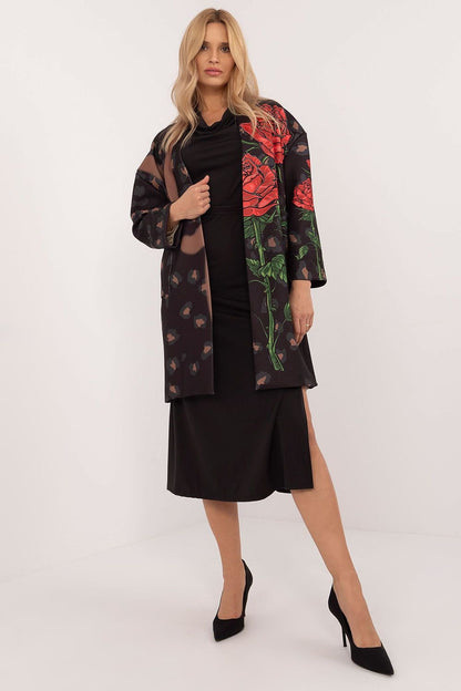 Elegant Rose Print Coat