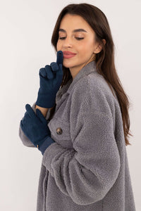 Smooth Ribbed Gloves with Embroidered Flower - Michelle & Kenza Co.