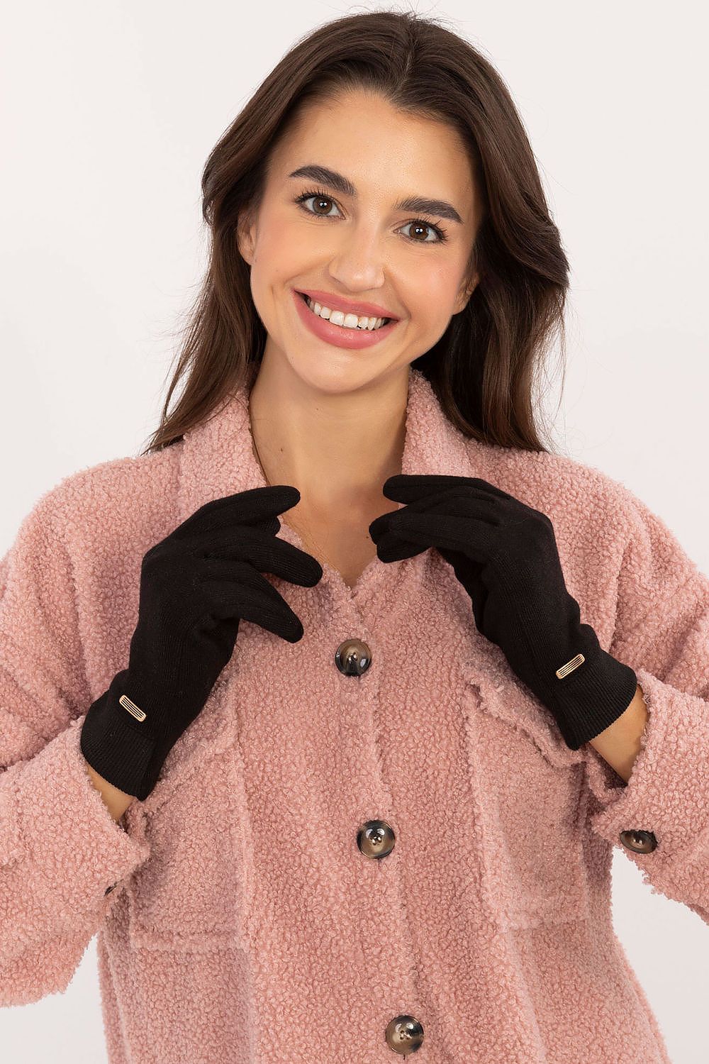 Smooth Ribbed Gloves with Embroidered Flower - Michelle & Kenza Co.