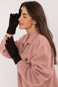 Smooth Ribbed Gloves with Embroidered Flower - Michelle & Kenza Co.