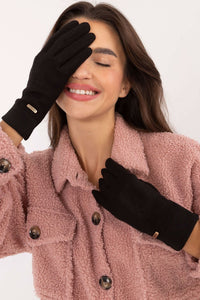 Smooth Ribbed Gloves with Embroidered Flower - Michelle & Kenza Co.