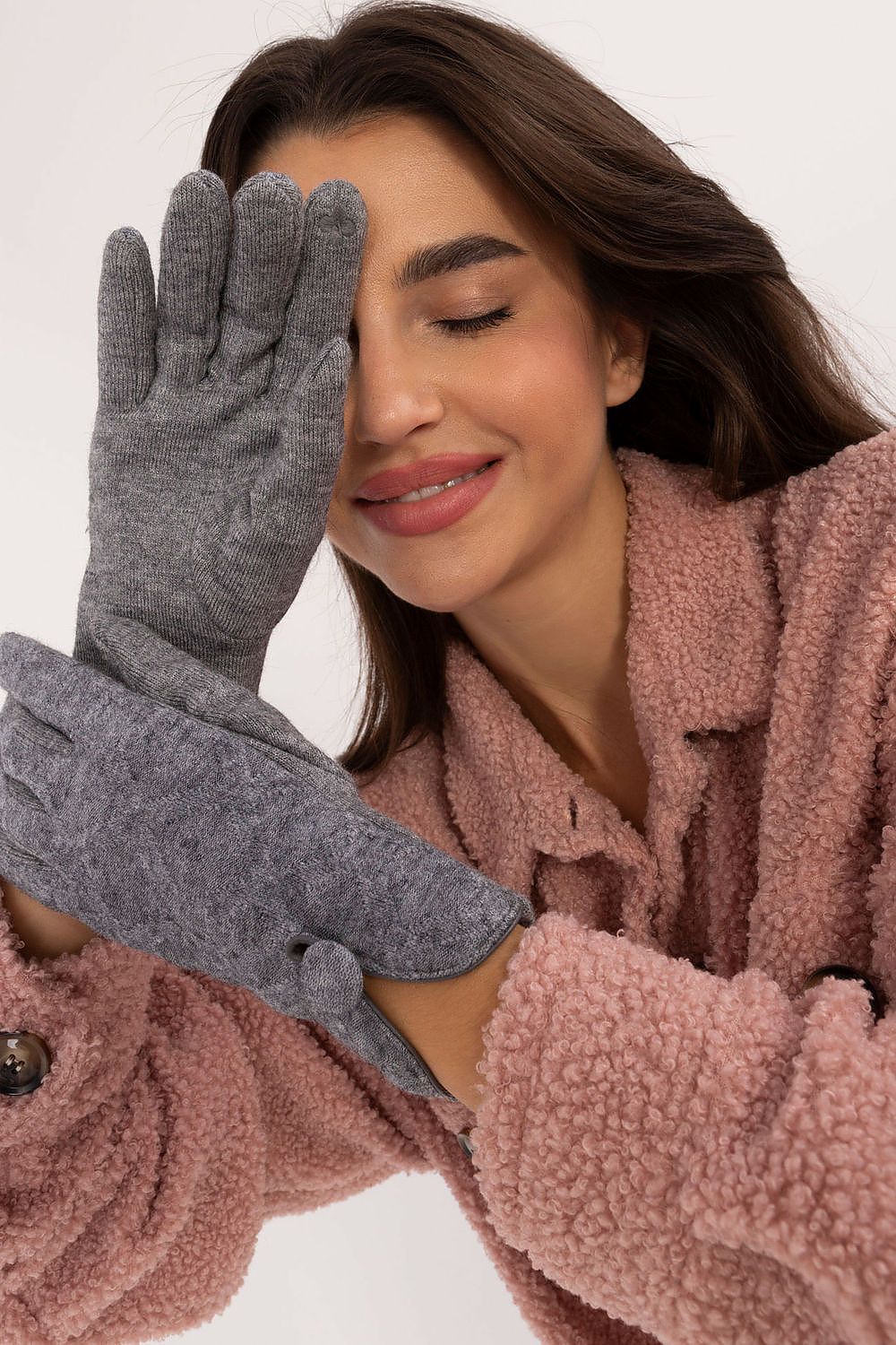 Smooth Fabric Gloves with Decorative Button Detail - Michelle & Kenza Co.