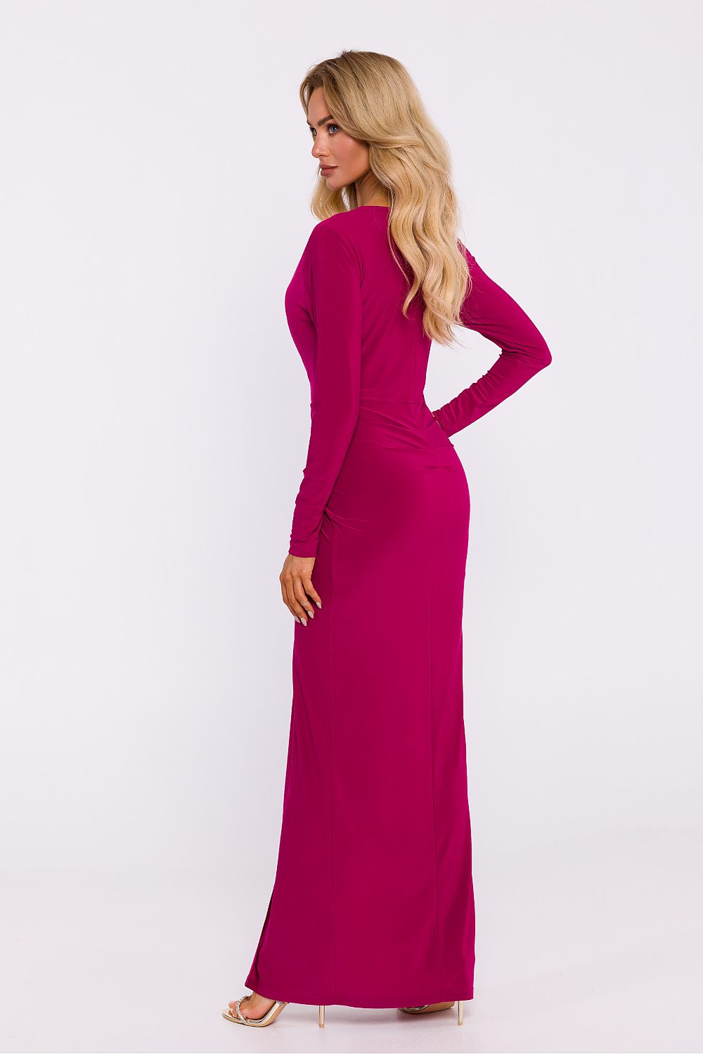 Stretch Knit Maxi Dress with Deep V Neckline - Michelle & Kenza Co.