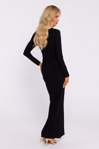 Stretch Knit Maxi Dress with Deep V Neckline - Michelle & Kenza Co.