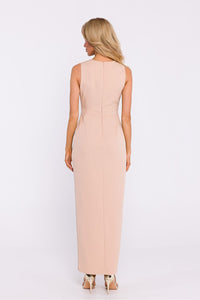 Knit Maxi Dress with Crossed Neckline - Michelle & Kenza Co.