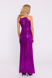 Metallic Knit Maxi Dress with Striking Neck Binding - Michelle & Kenza Co.