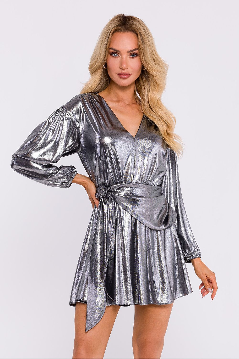 Knit Mini Dress with Metallic Sheen - Michelle & Kenza Co.