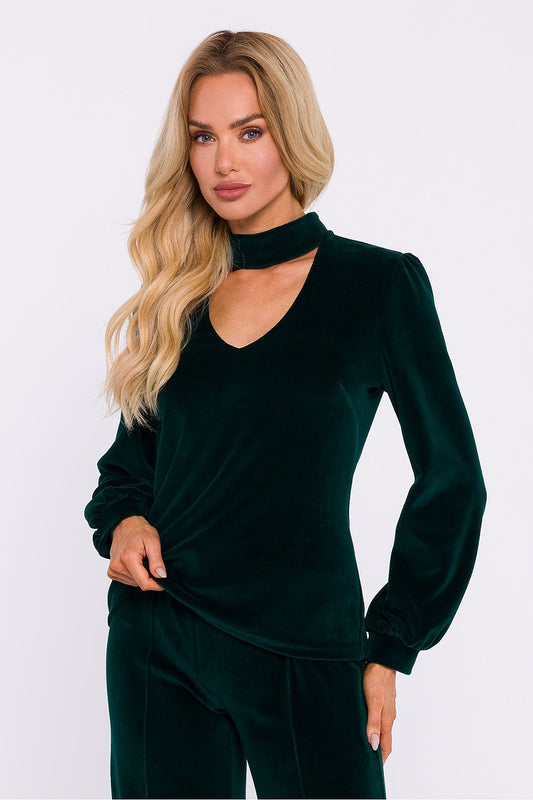 Velour Blouse with Halter Neckline - Michelle & Kenza Co.