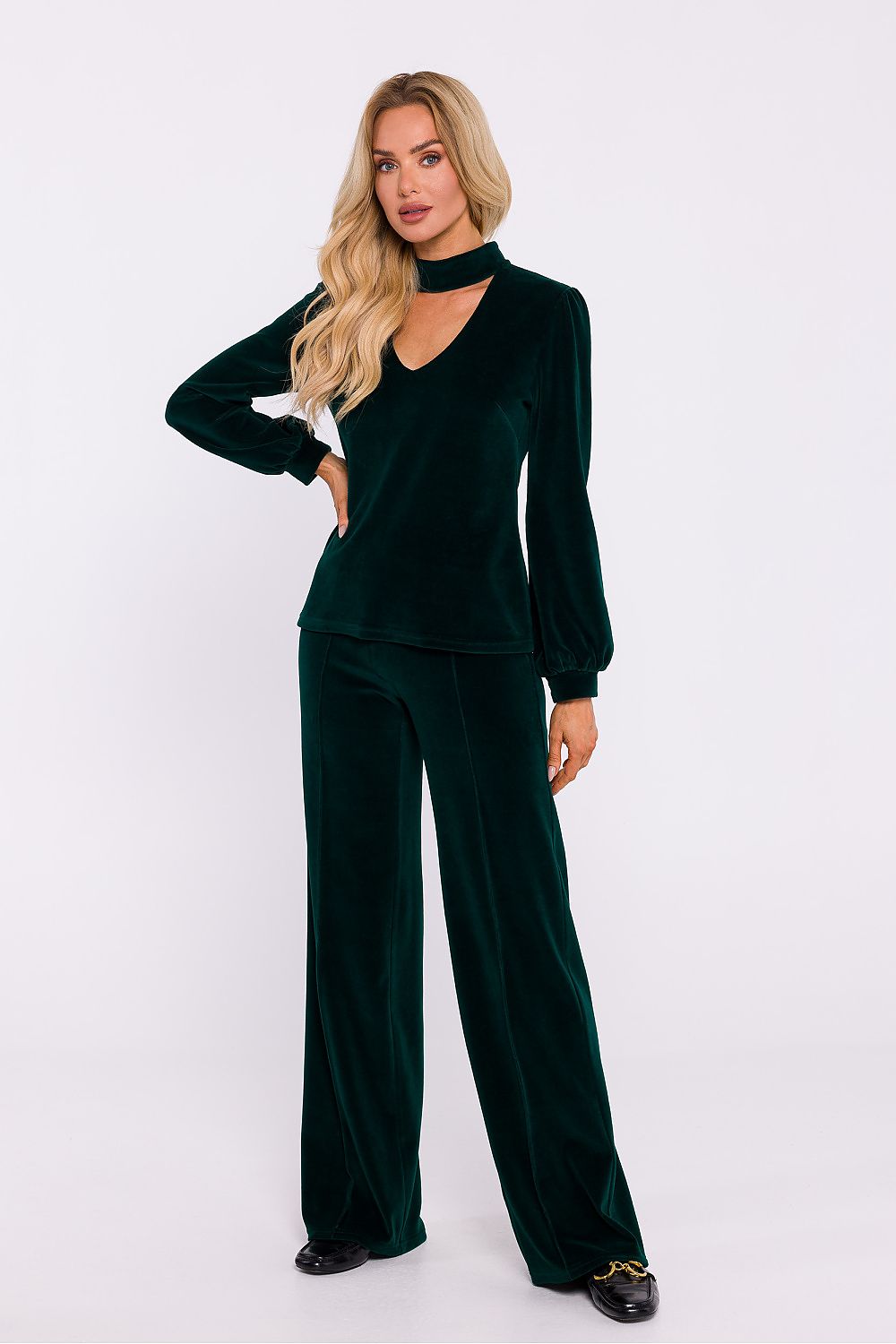 Velour Blouse with Halter Neckline - Michelle & Kenza Co.