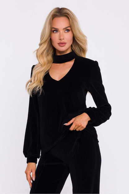 Velour Blouse with Halter Neckline - Michelle & Kenza Co.