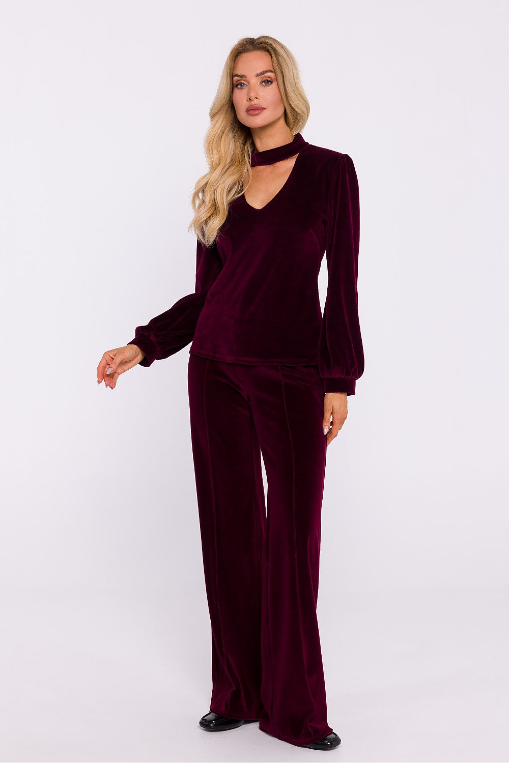 Halter Neck Velour Blouse