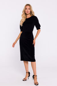 Velour Daydress with Cuffed Sleeves - Michelle & Kenza Co.