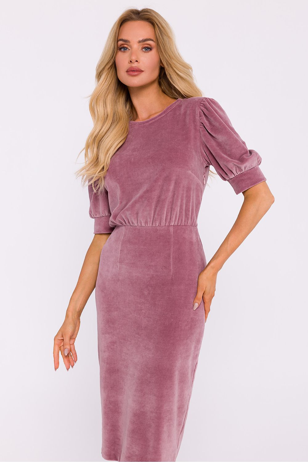 Velour Daydress with Cuffed Sleeves - Michelle & Kenza Co.