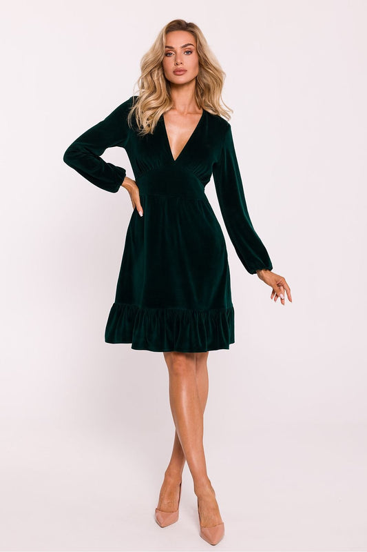 Velour Daydress with Ruffle Hem - Michelle & Kenza Co.