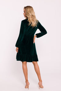 Velour Daydress with Ruffle Hem - Michelle & Kenza Co.