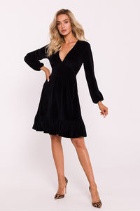 Velour Daydress with Ruffle Hem - Michelle & Kenza Co.