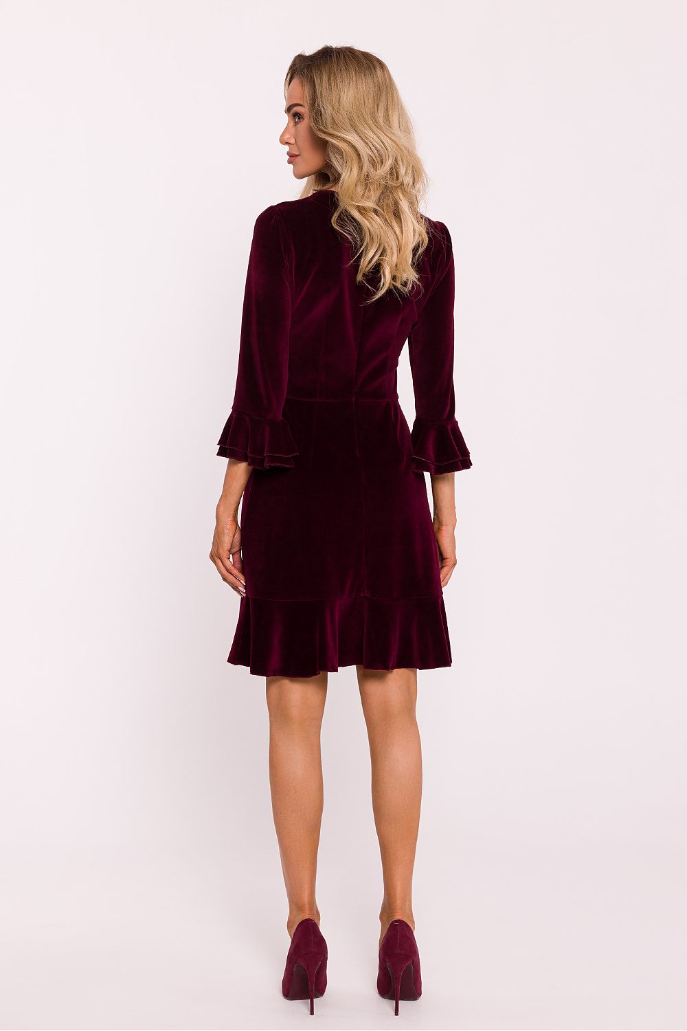 Ruffled Sleeve Velour Daydress